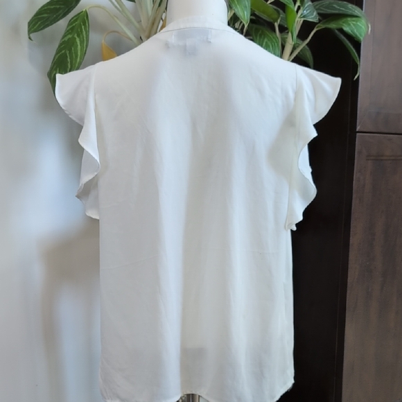 Nordstrom Cream Ruffle Sleeve Blouse - Picture 4 of 7